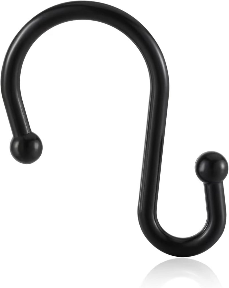 EleCharm Black Decorative Shower Curtain Hooks 5mm Metal Wire 12PCS S Hooks Shower Curtain Hangers for Bathroom,Clothing,Towels, Kitchen Utensils,Plants (Black) - Image 2